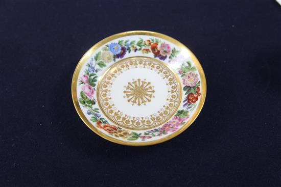 A Sevres porcelain coffee can and saucer, c.1820, diameter 13cm
